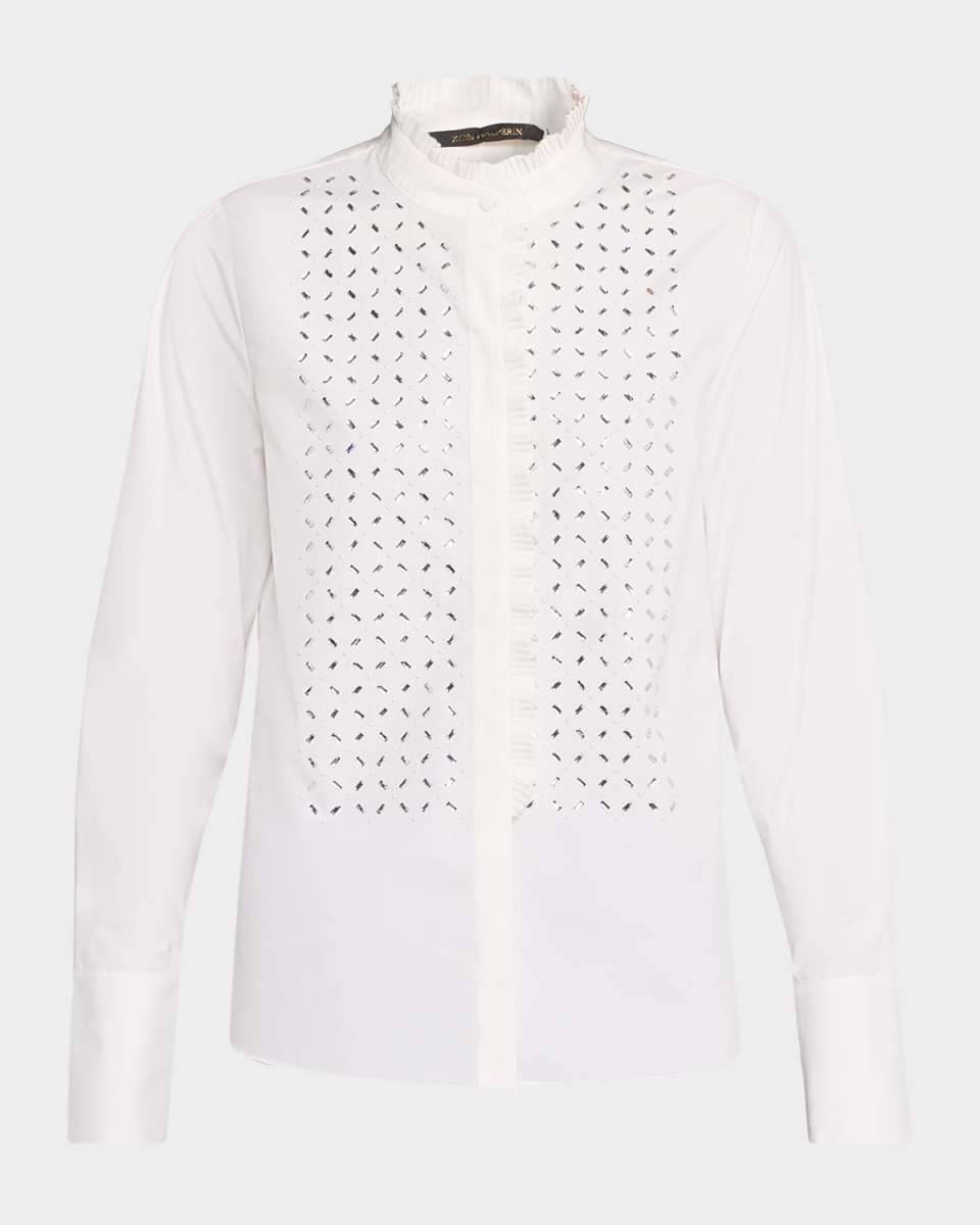 Mick Embellished Ruffle-Trim Blous